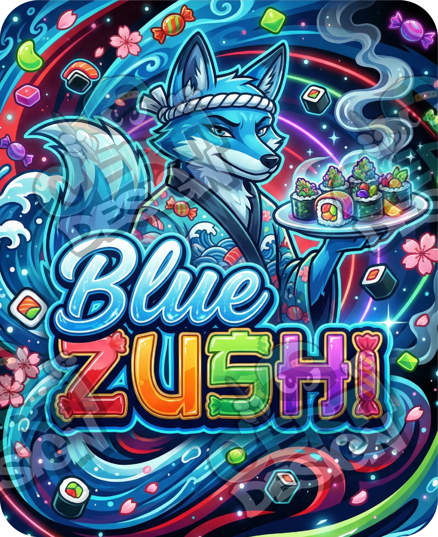 Blue Zushi 3 Pre-Made 3.5g Mylar Bags