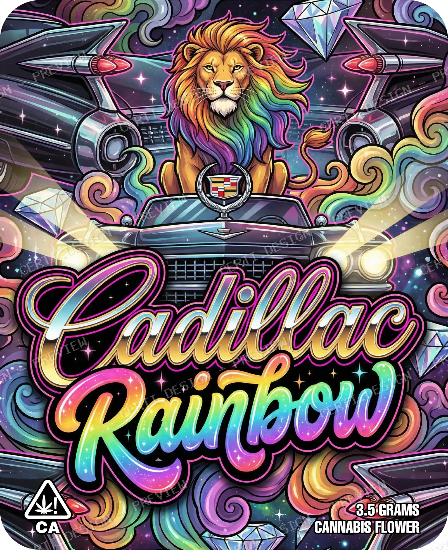 Cadillac Rainbow Pre-Made 3.5g Mylar Bags