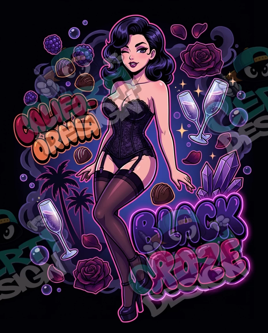 California Black Roze Pre-Made 3.5g Mylar Bags