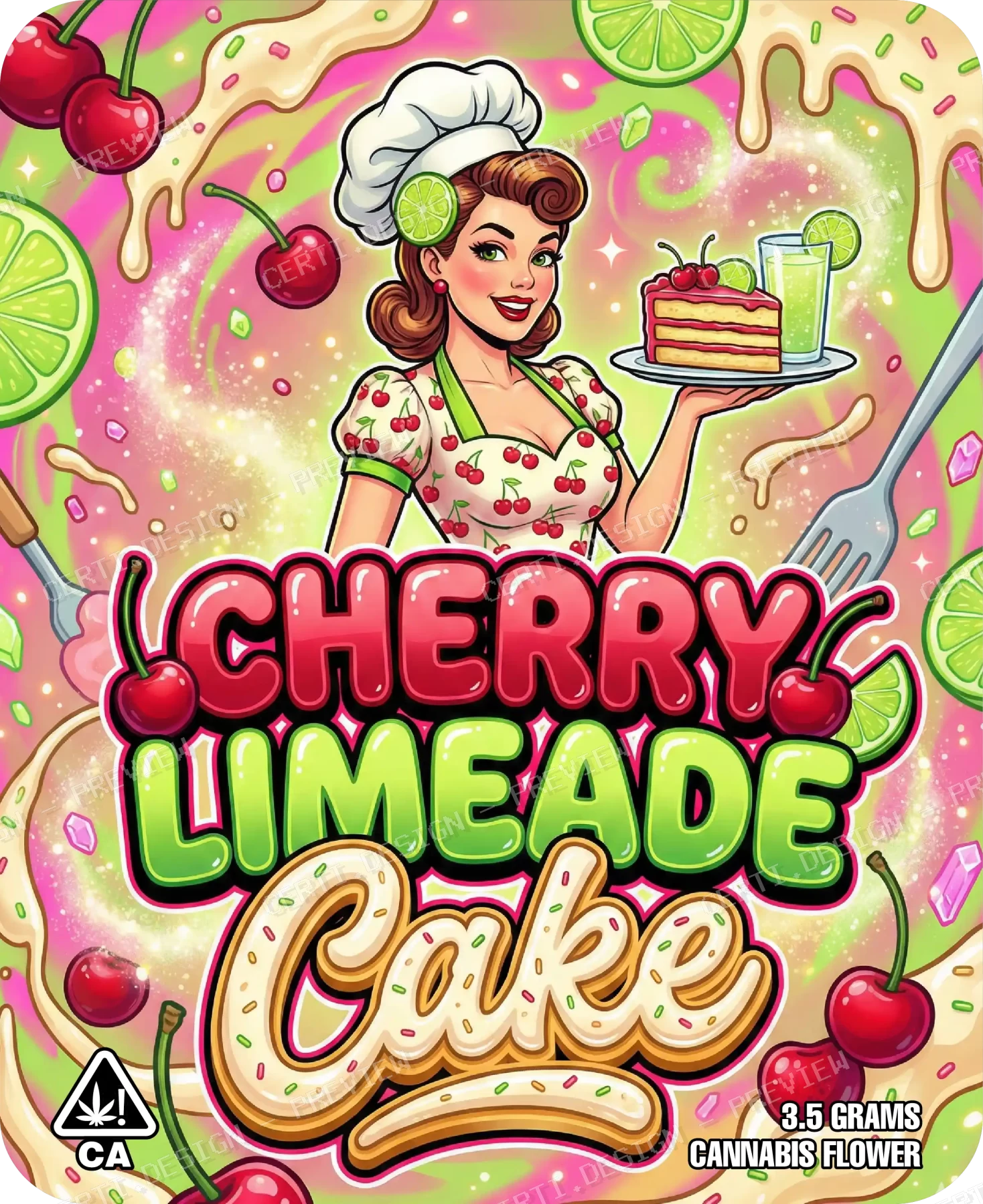 Cherry Limeade Cake Pre-Made 3.5g Mylar Bags