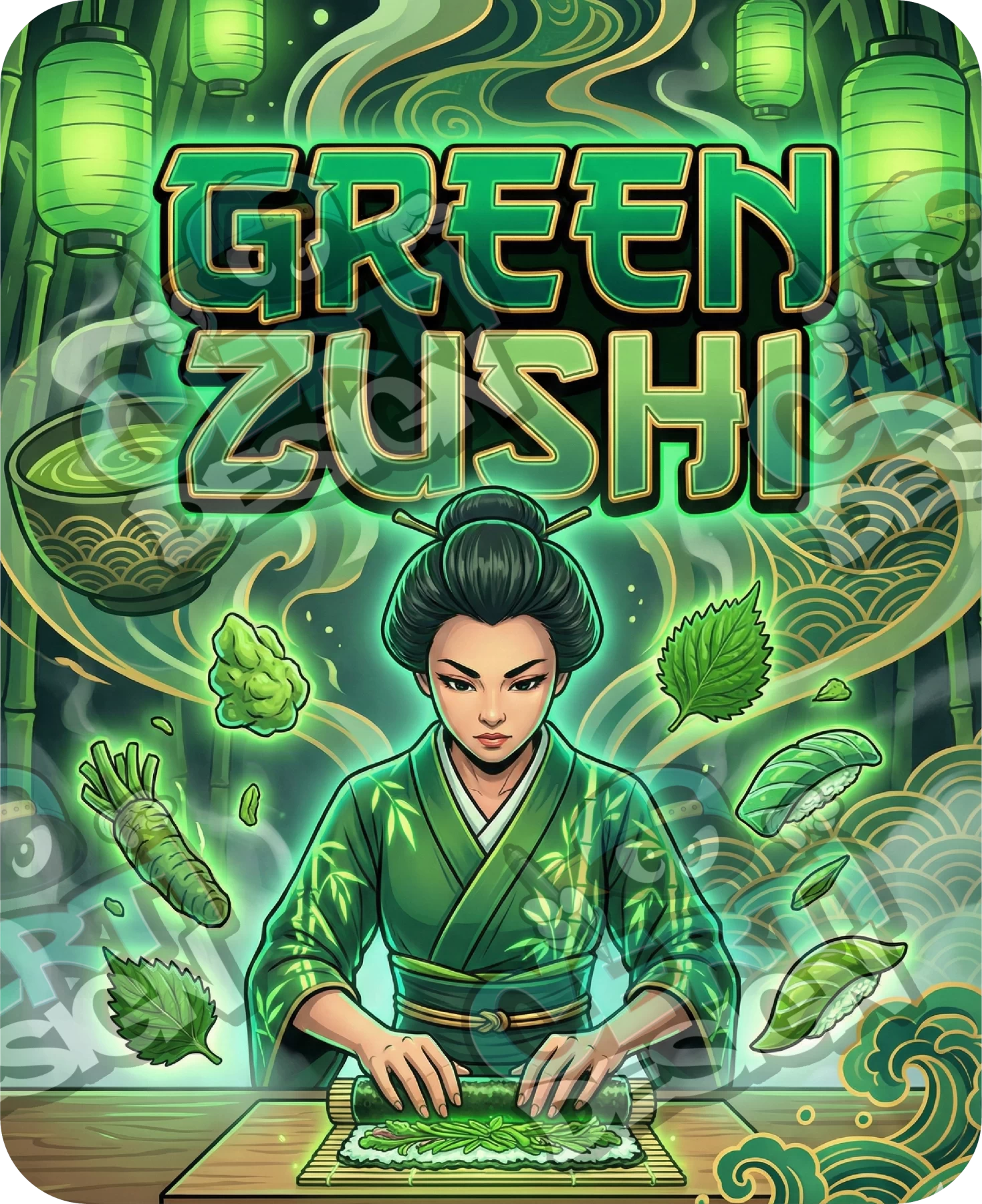 Green Zushi Pre-Made 3.5g Mylar Bags