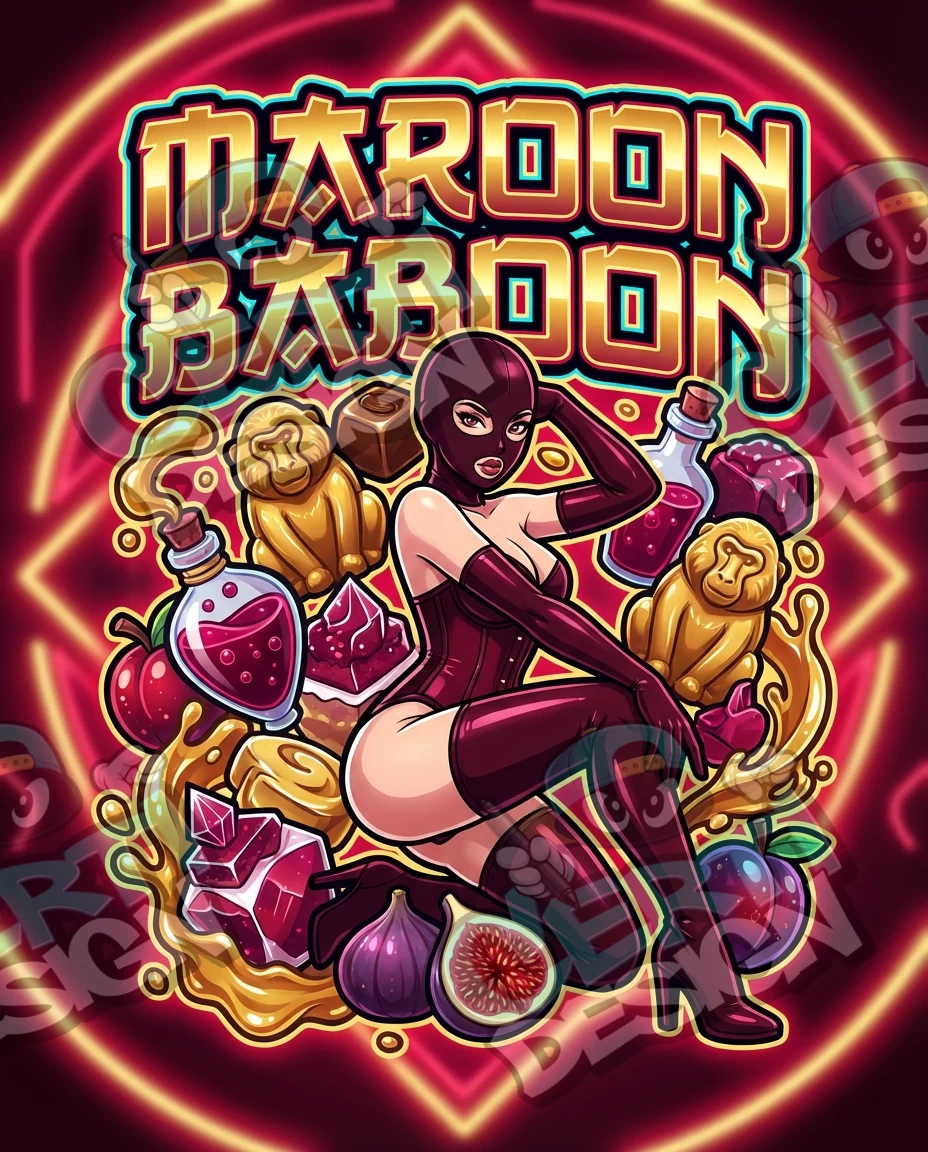 Maroon Baboon Pre-Made 3.5g Mylar Bags