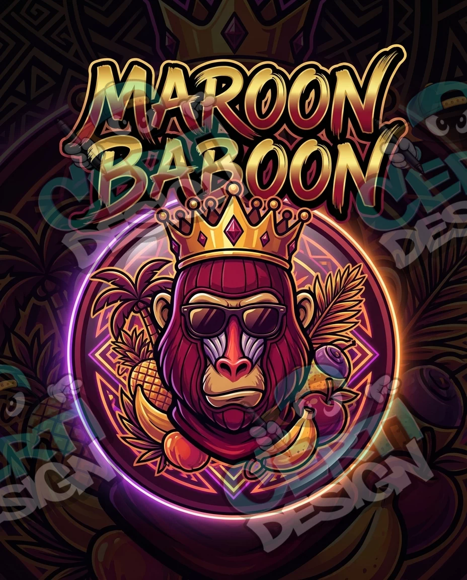 Maroon Baboon Pre-Made 3.5g Mylar Bags