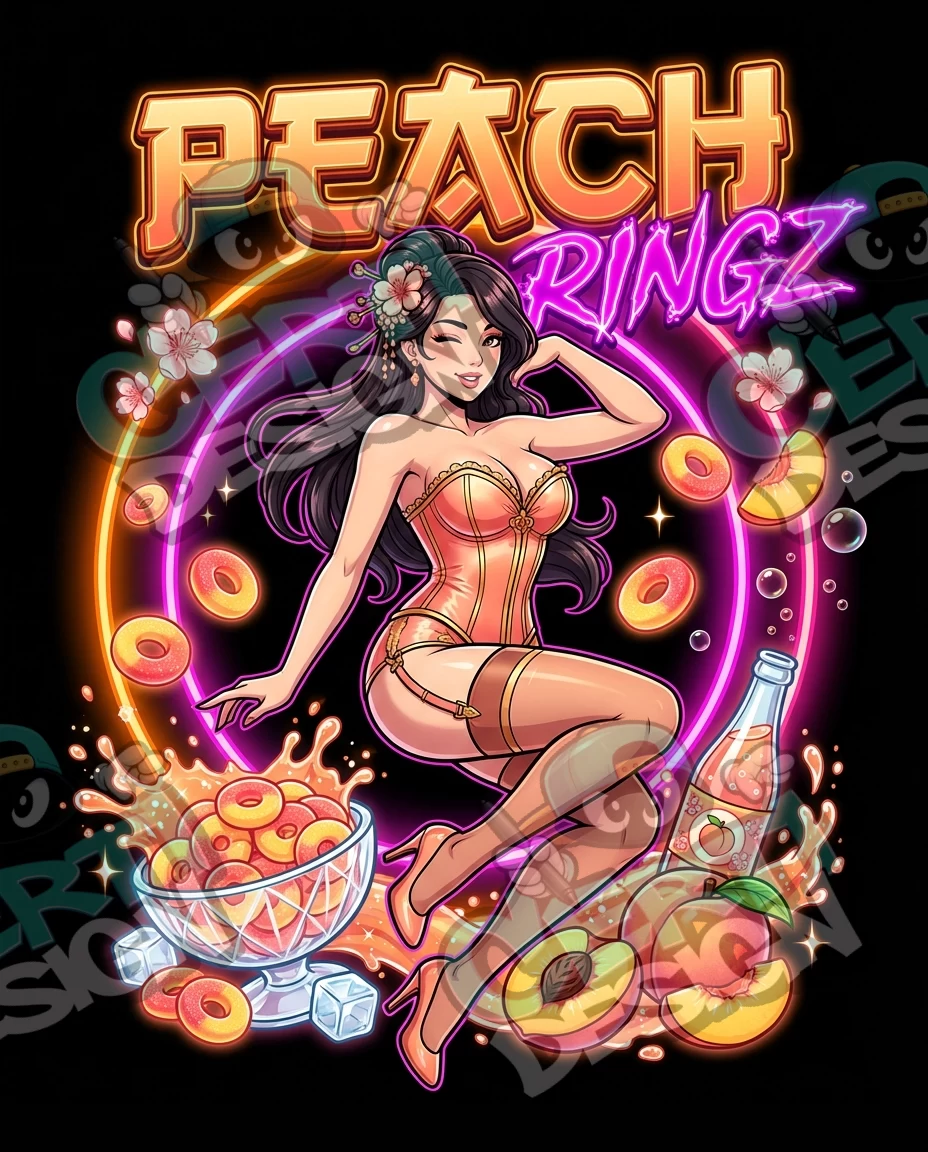 Peach Ringz Pre-Made 3.5g Mylar Bags