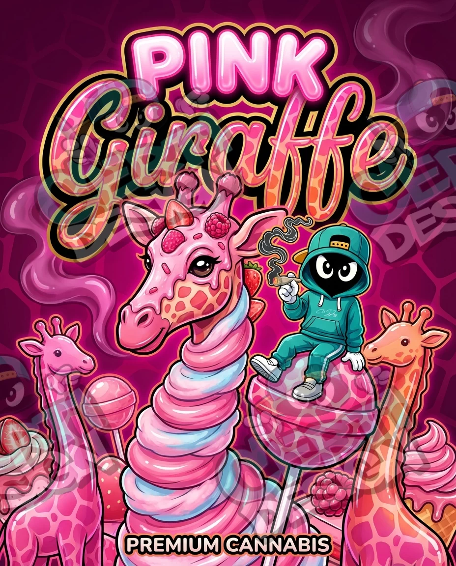 Pink Giraffe Pre-Made 3.5g Mylar Bags