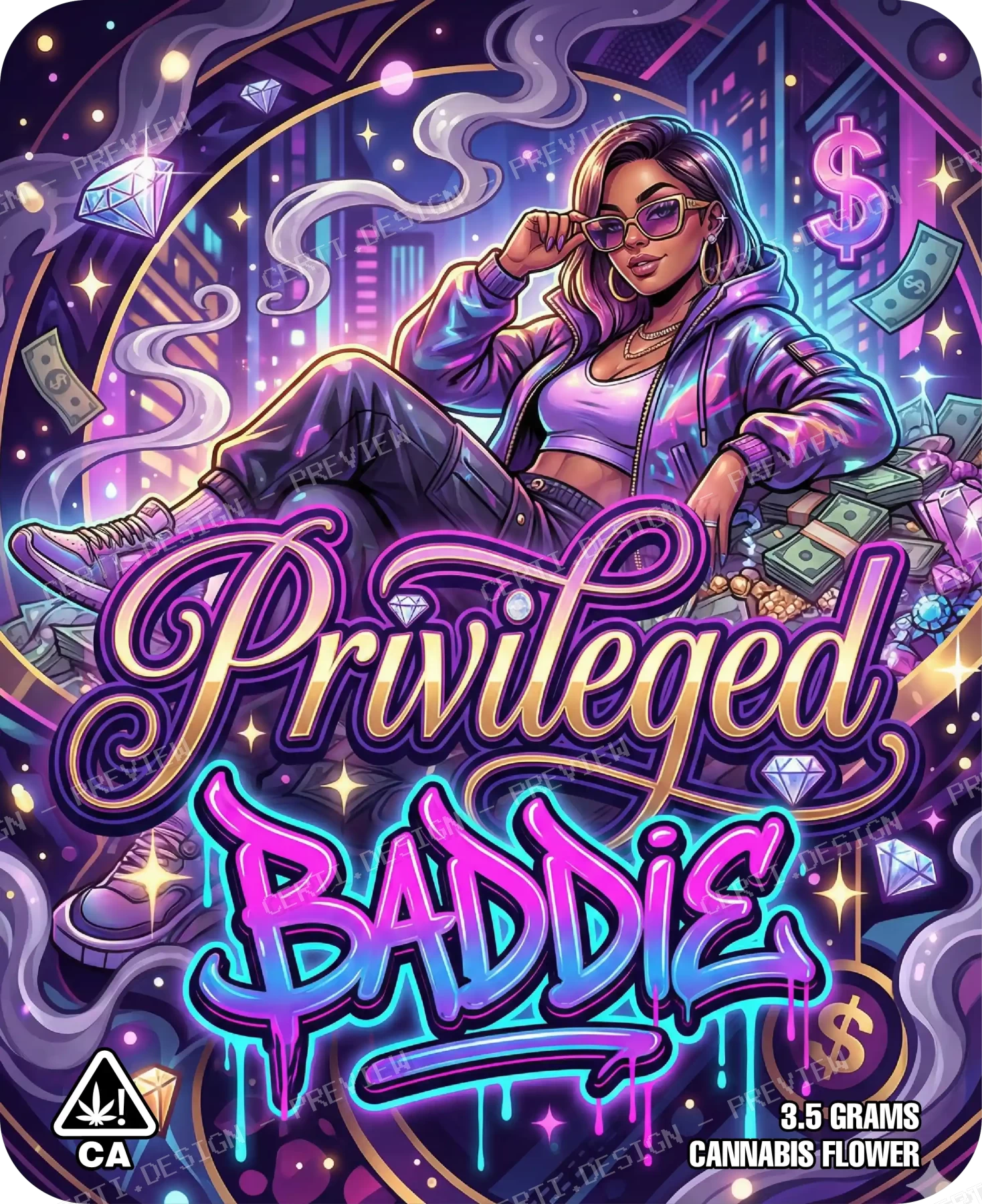 Privileged Baddie Pre-Made 3.5g Mylar Bags