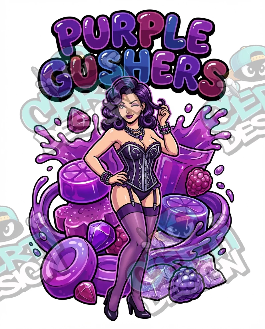 Purple Gushers Pre-Made 3.5g Mylar Bags