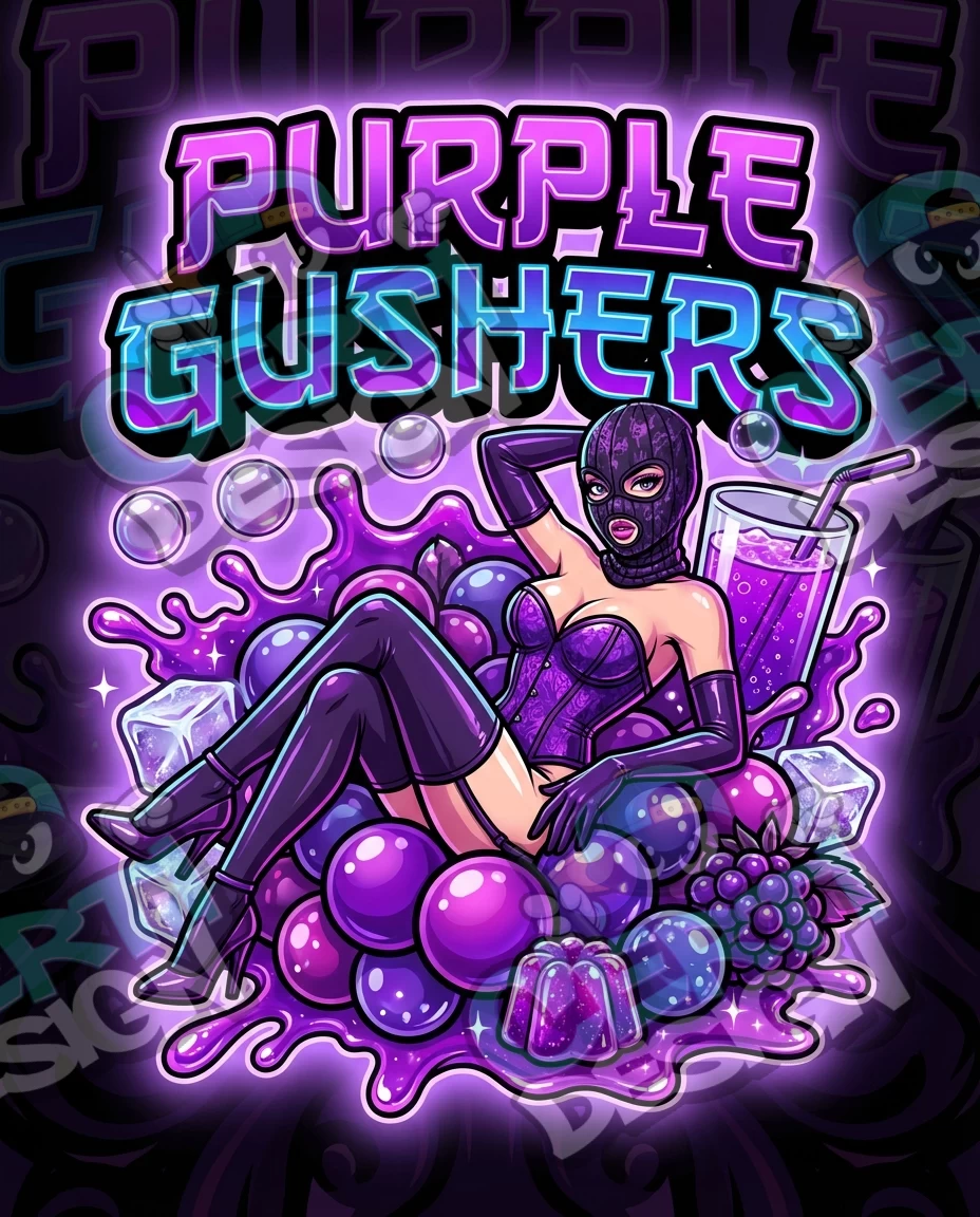 Purple Gushers Pre-Made 3.5g Mylar Bags