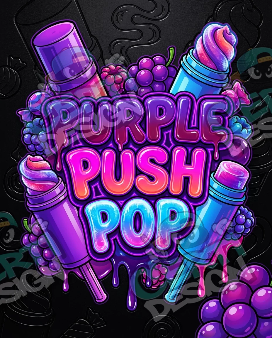 Purple Push Pop Pre-Made 3.5g Mylar Bags