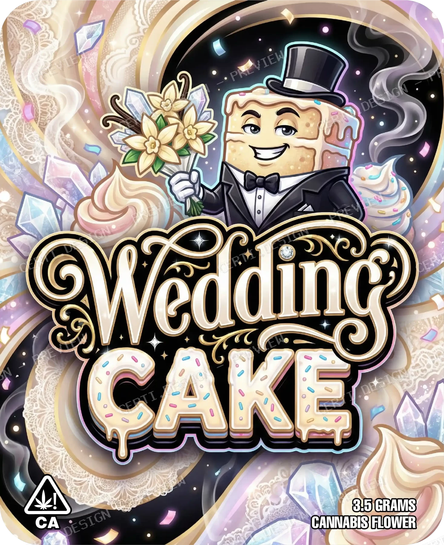 Wedding Cake Pre-Made 3.5g Mylar Bags