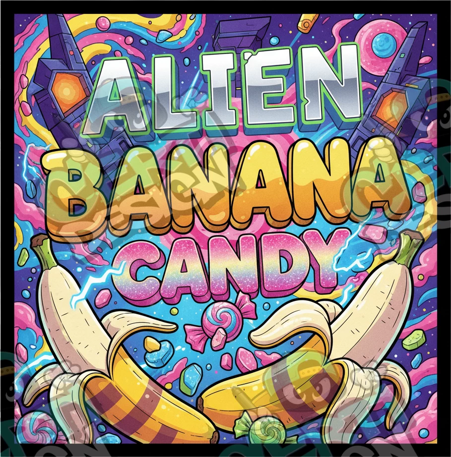 Alien Banana Candy Pre-Made 3.5g Square Mylar Bags