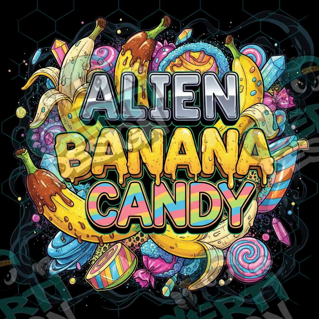 Alien Banana Candy Pre-Made 3.5g Square Mylar Bags