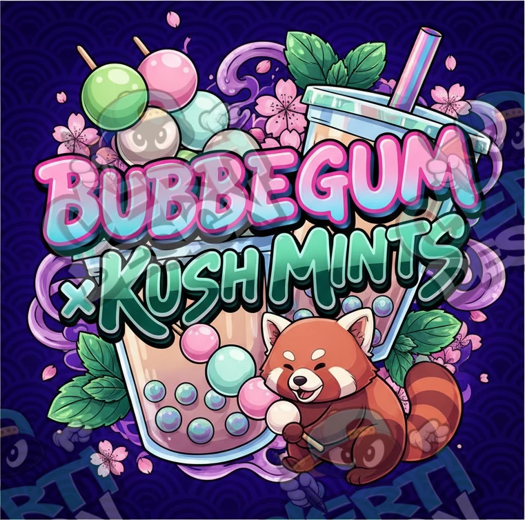Bubblegum x Kush Mints Pre-Made 3.5g Square Mylar Bags