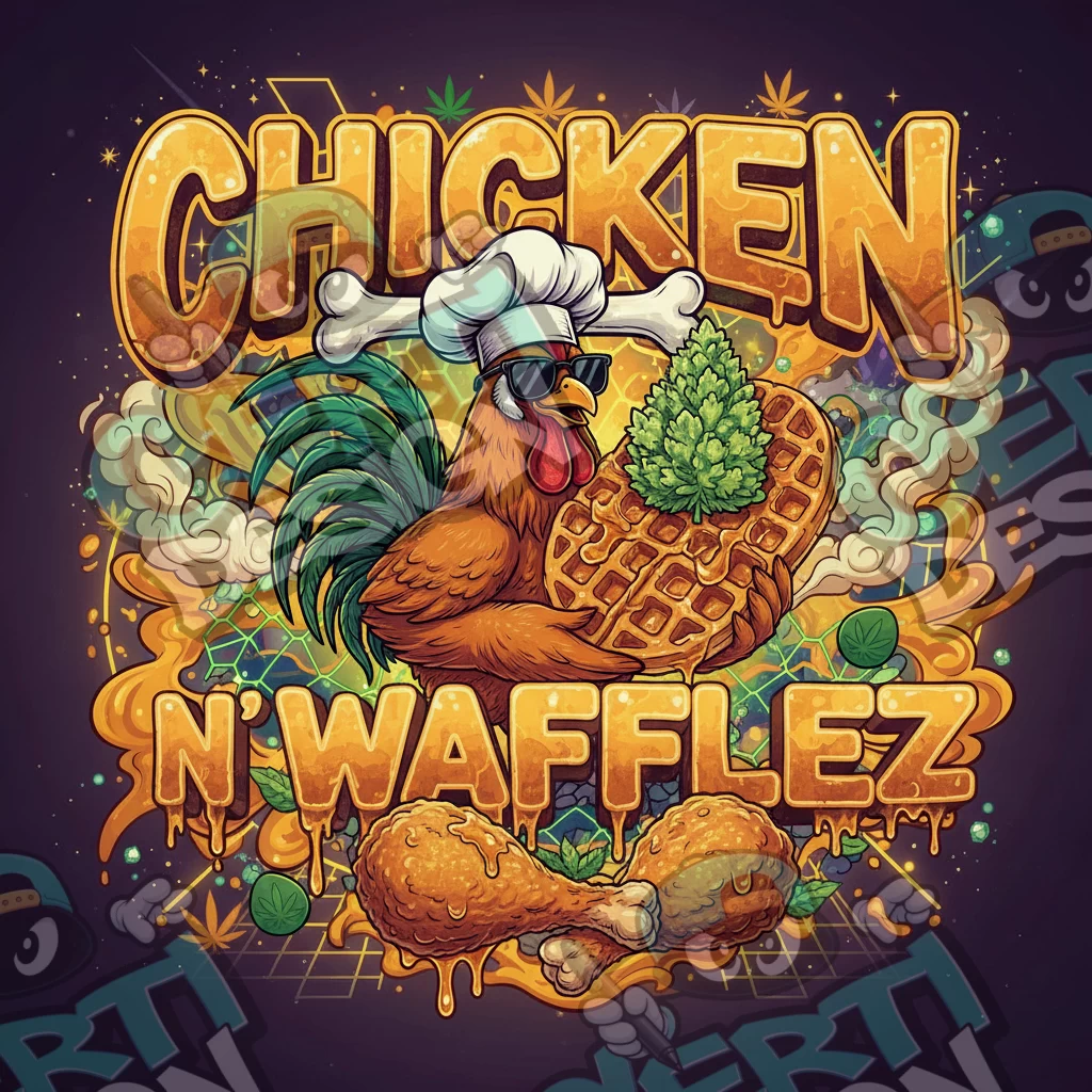 Chicken N Wafflez Pre-Made 3.5g Square Mylar Bags