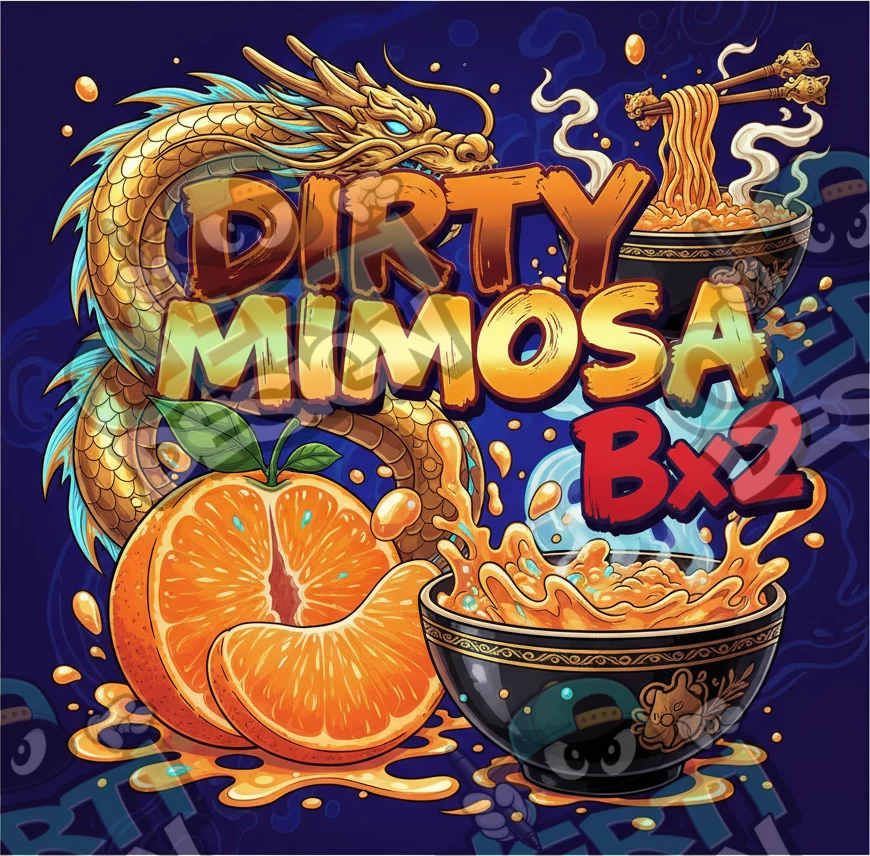 Dirty Mimosa Bx Pre-Made 3.5g Square Mylar Bags