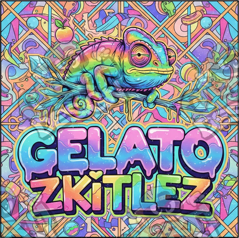 Gelato Zkittlez Pre-Made 3.5g Square Mylar Bags