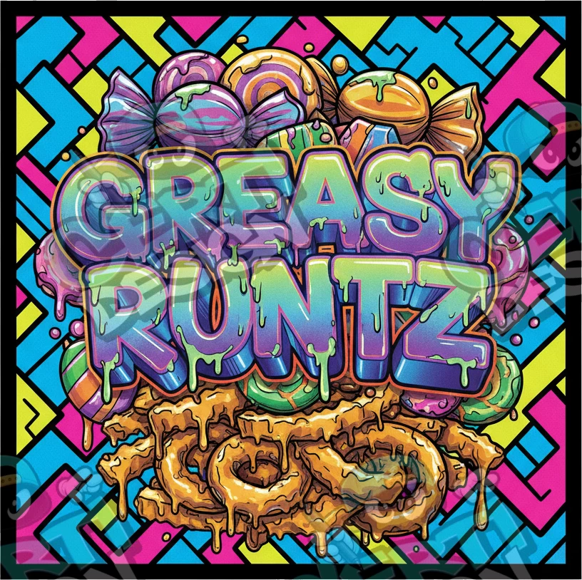 Greasy Runtz Pre-Made 3.5g Square Mylar Bags