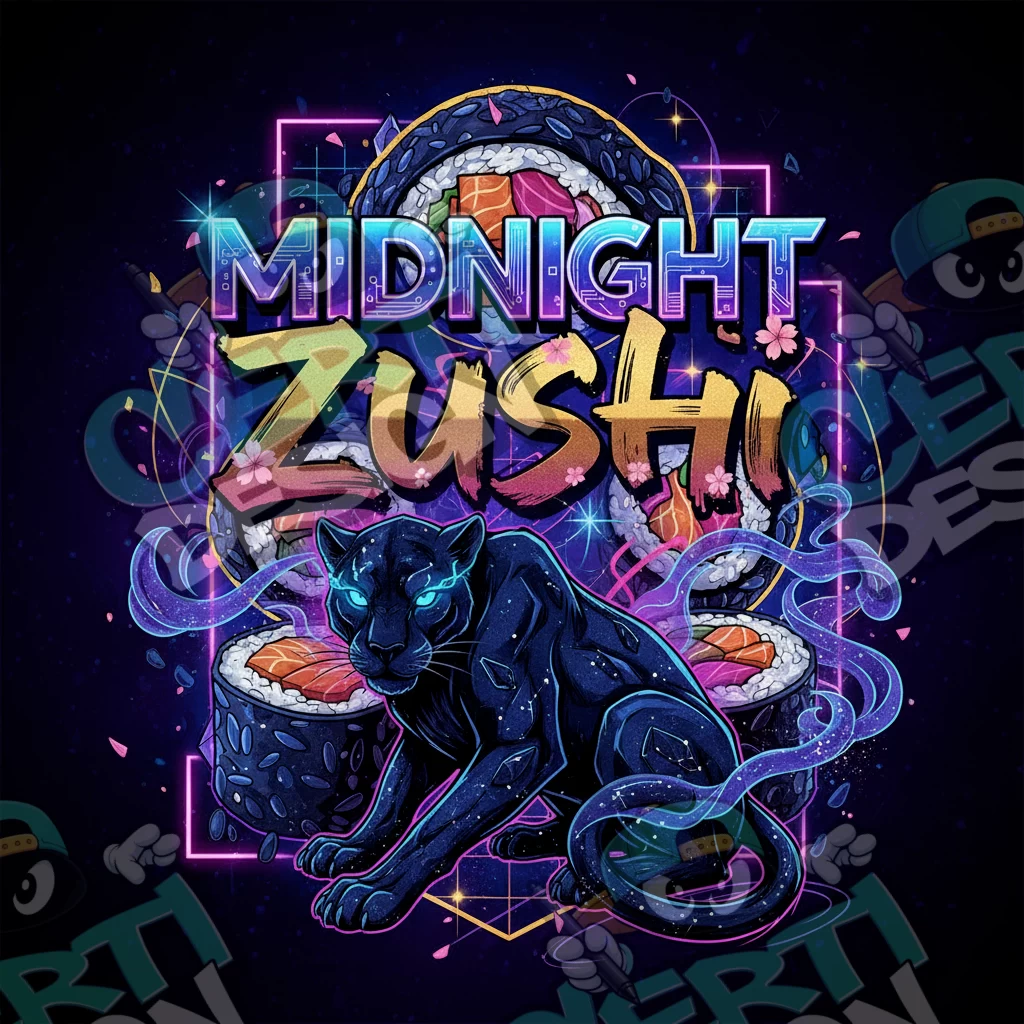 Midnight Zushi Pre-Made 3.5g Square Mylar Bags