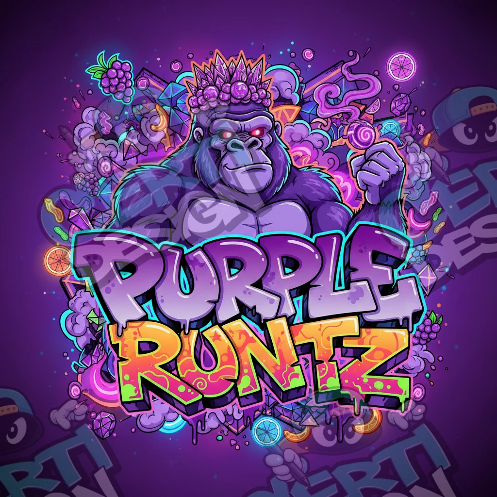 Purple Runtz Pre-Made 3.5g Square Mylar Bags