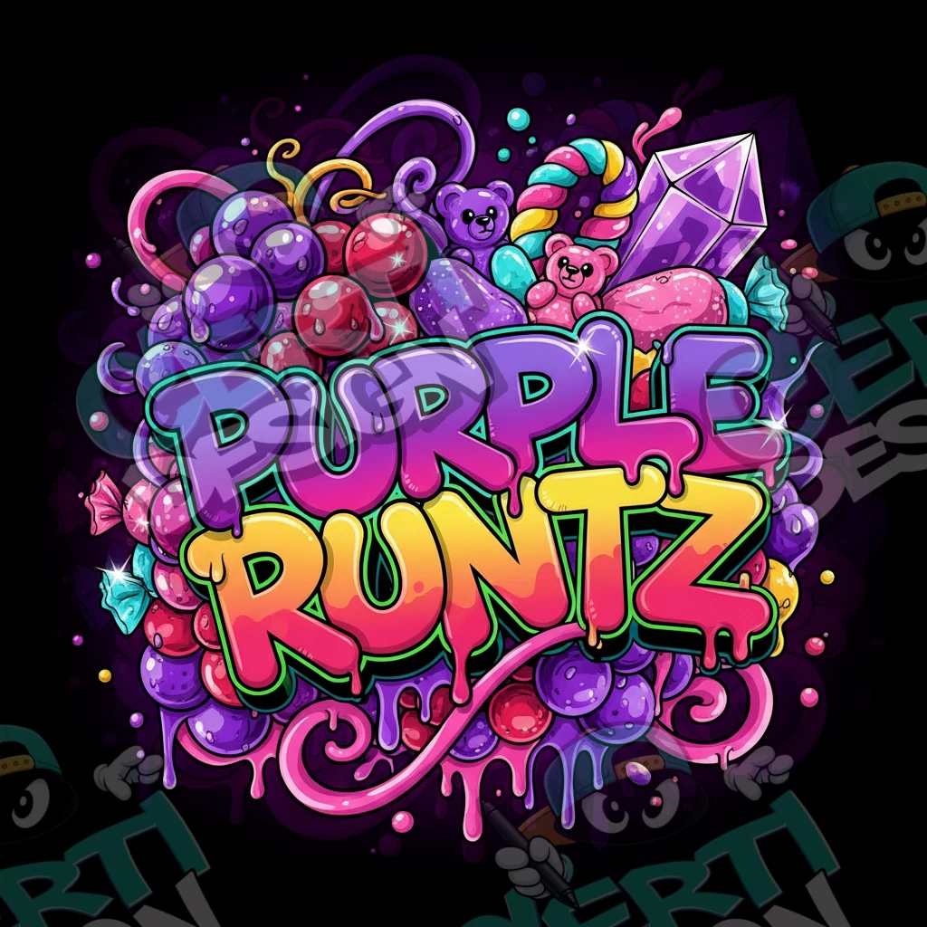 Purple Runtz Pre-Made 3.5g Square Mylar Bags