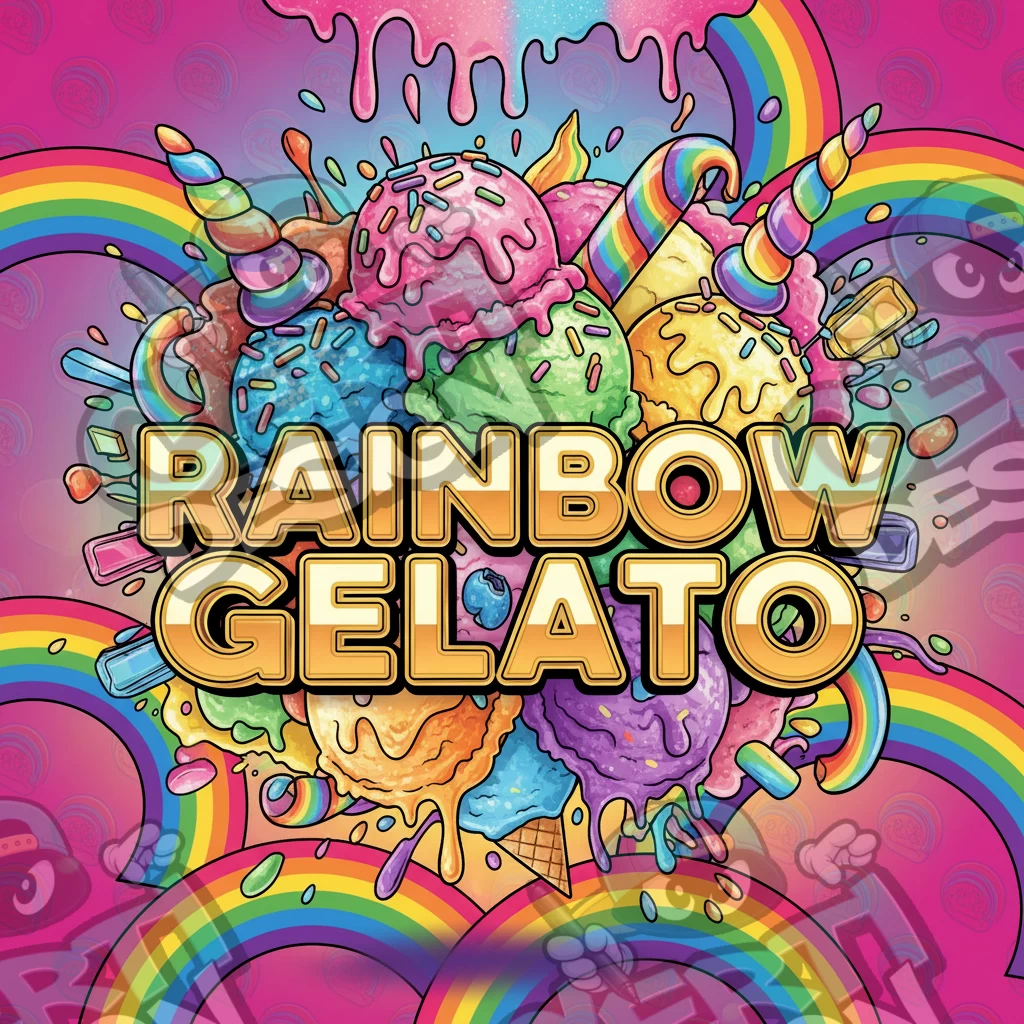 Rainbow Gelato Pre-Made 3.5g Square Mylar Bags
