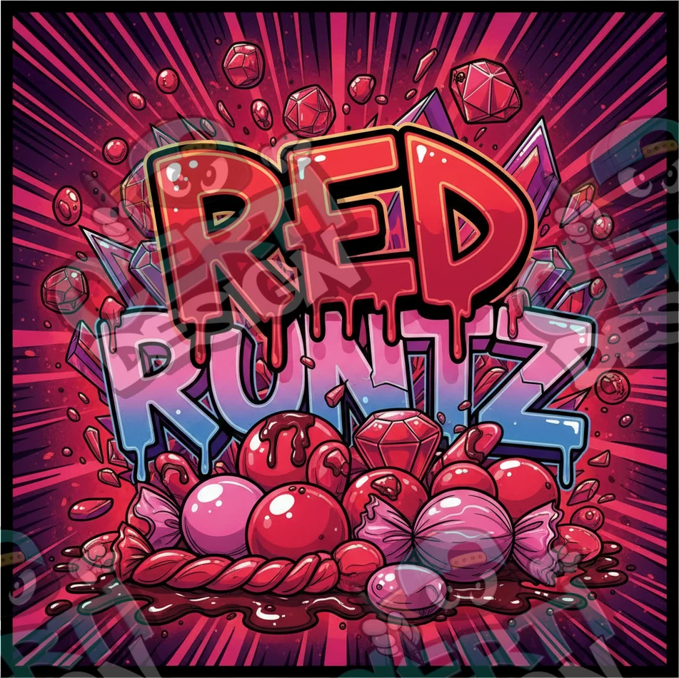 Red Runtz Pre-Made 3.5g Square Mylar Bags