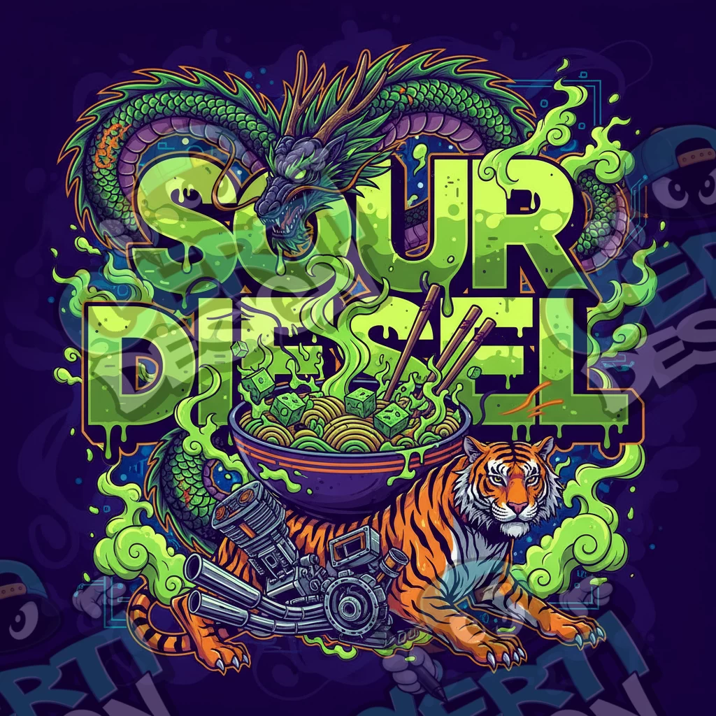 Sour Diesel Pre-Made 3.5g Square Mylar Bags