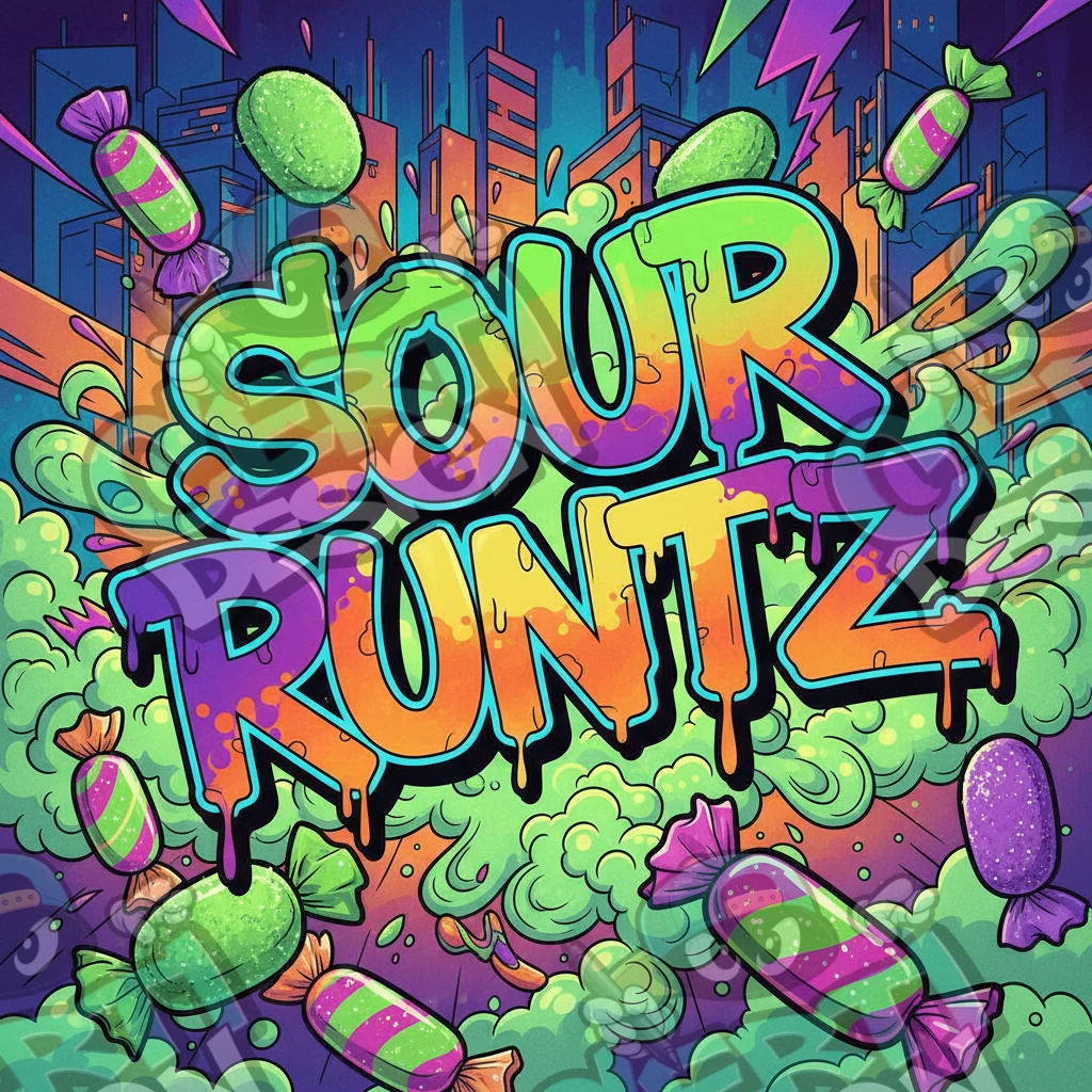 Sour Runtz Pre-Made 3.5g Square Mylar Bags