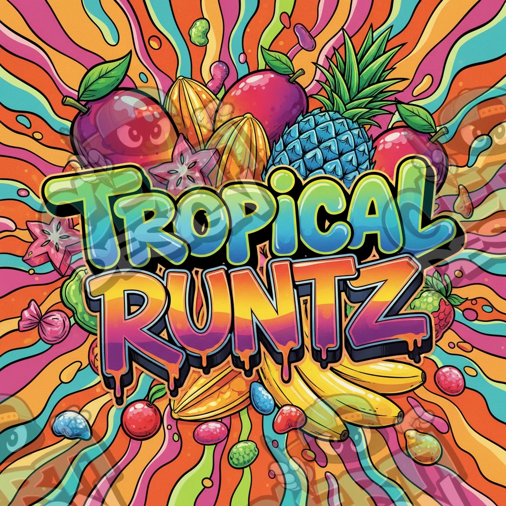 Tropical Runtz Pre-Made 3.5g Square Mylar Bags