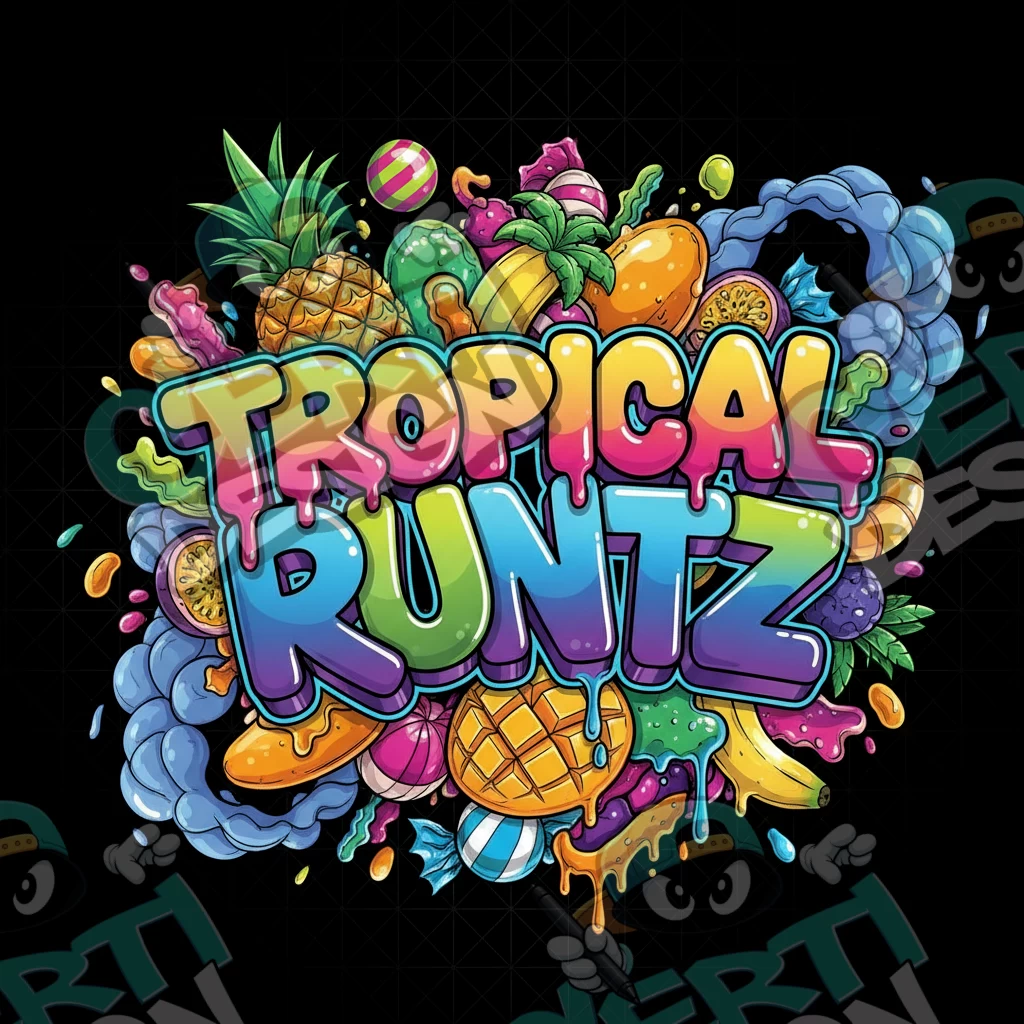 Tropical Runtz Pre-Made 3.5g Square Mylar Bags