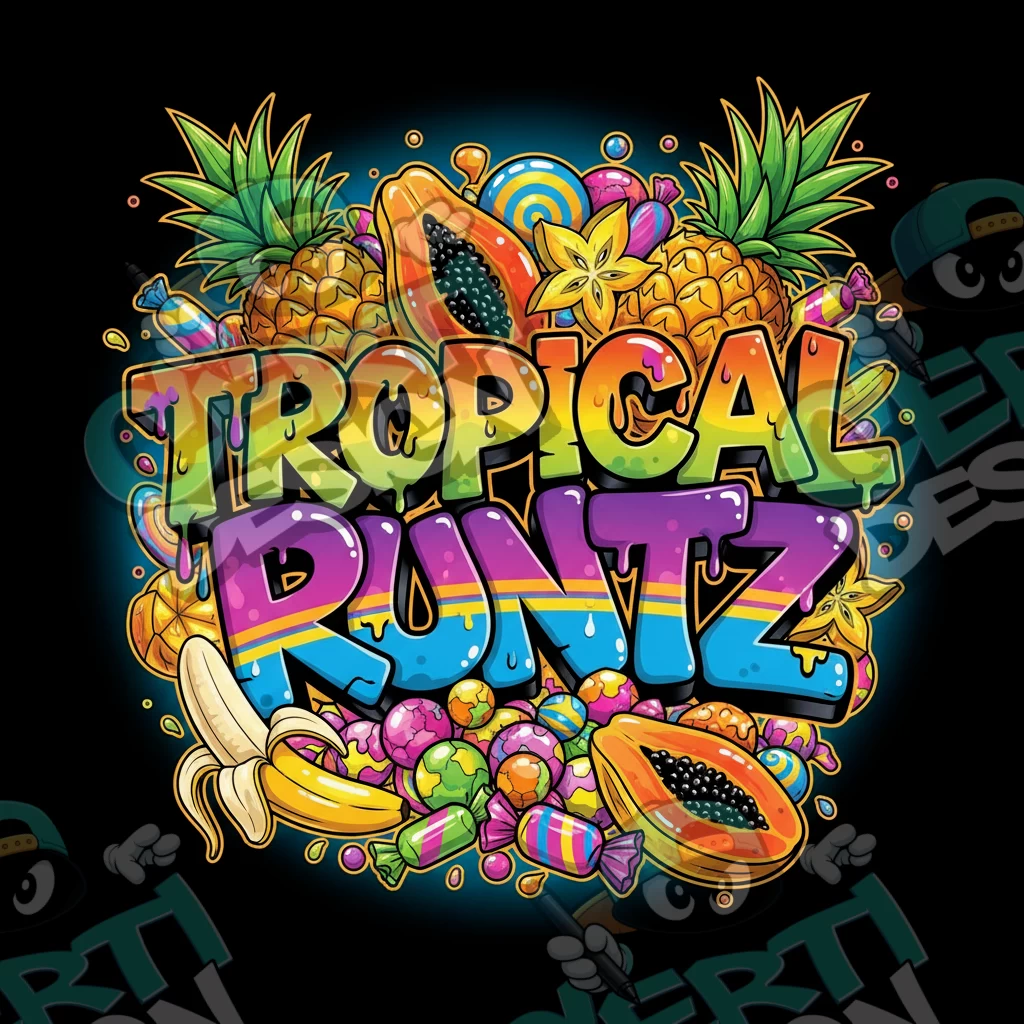 Tropical Runtz Pre-Made 3.5g Square Mylar Bags