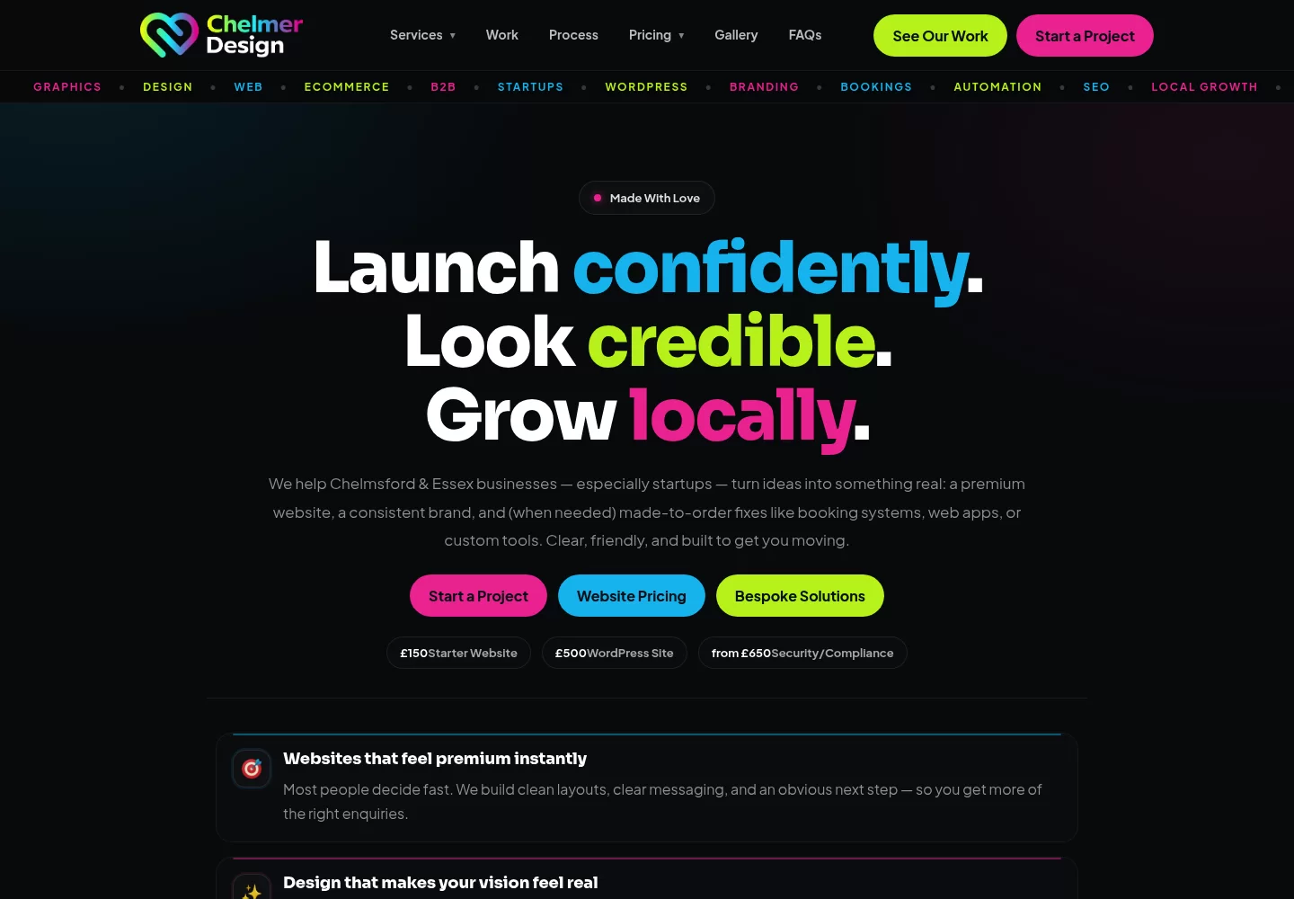 Chelmer Design Website Screenshot