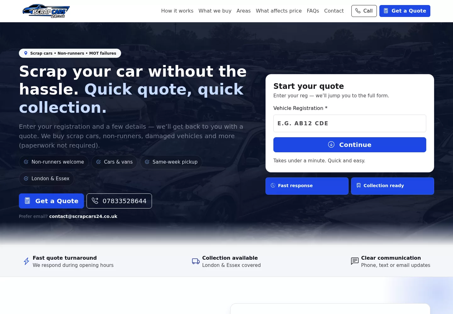 Scrap Cars 24 Website Screenshot