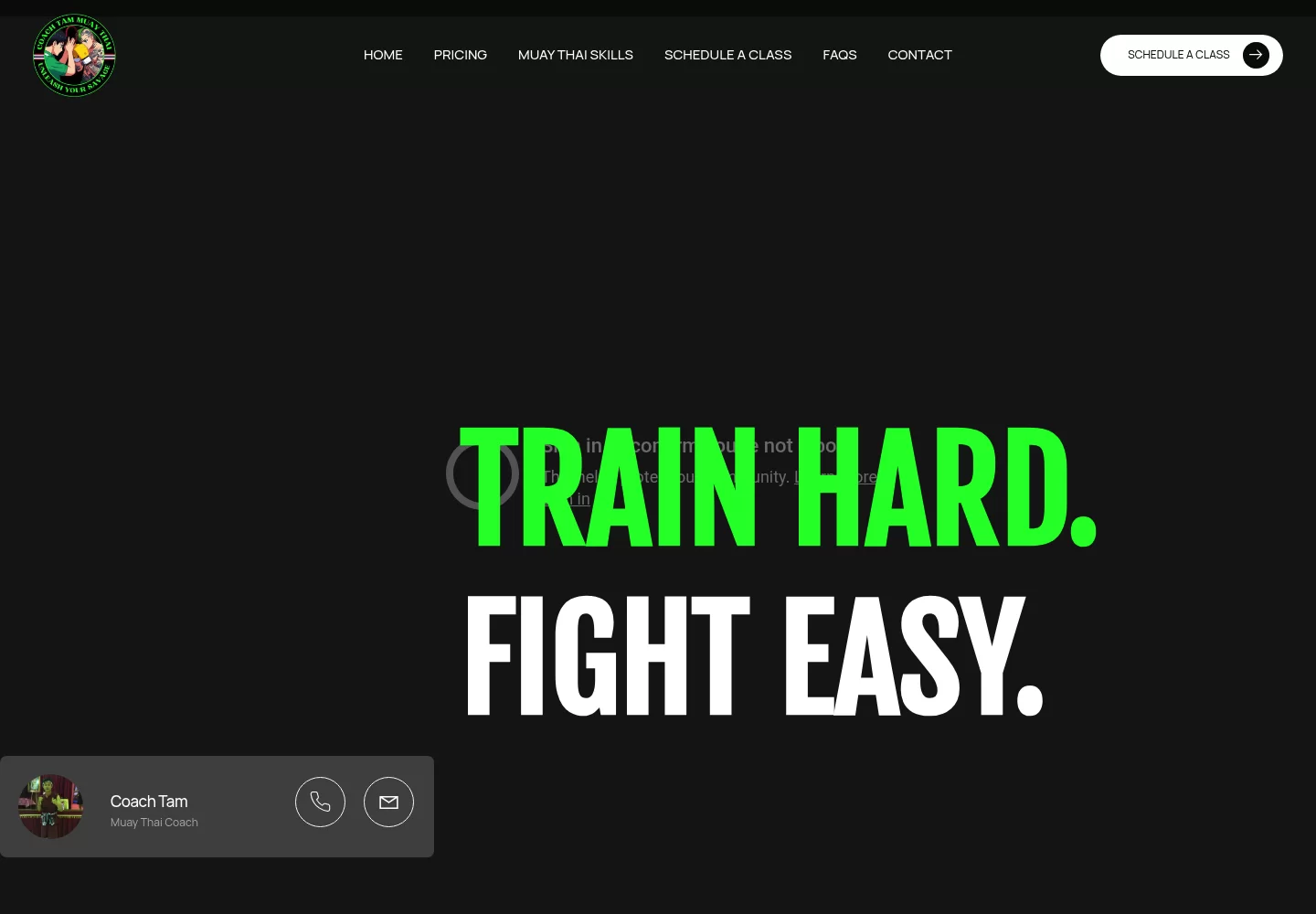 Coach Tam Muay Thai Website Screenshot