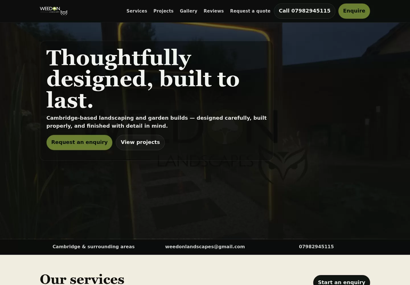Weedon Landscapes Website Screenshot