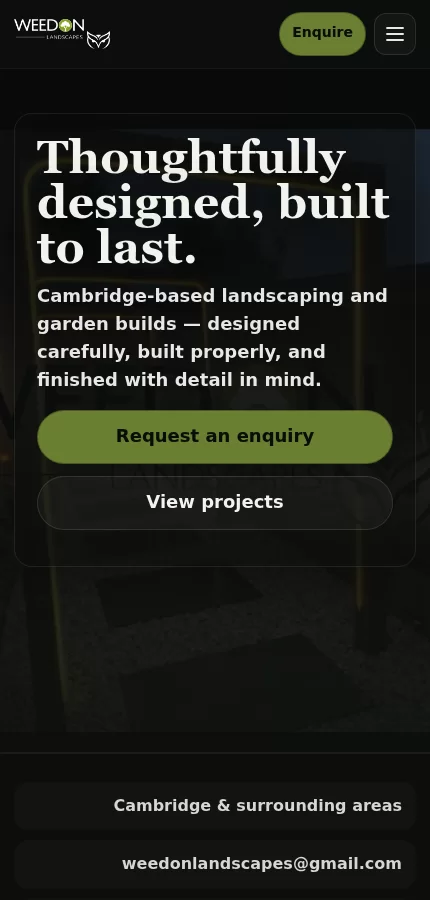 Weedon Landscapes Mobile Screenshot